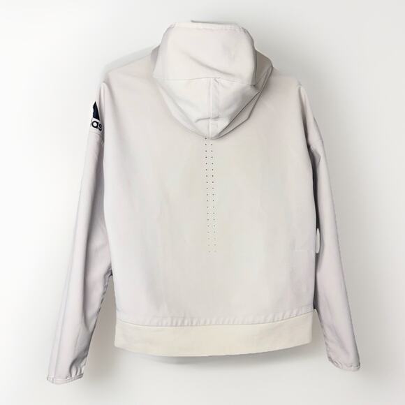 Adidas Z.N.E. Jacket Women MD Cream Beige Tech Full Zip Hoodie Reversible CE1945 - Picture 7 of 8
